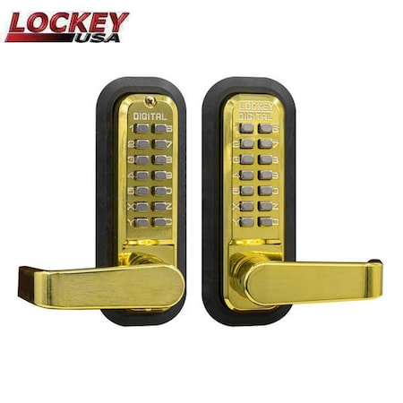 Lockey: 2835 - Mechanical Keypad Keyless Lever - Passage - Double Combination - Antique Brass